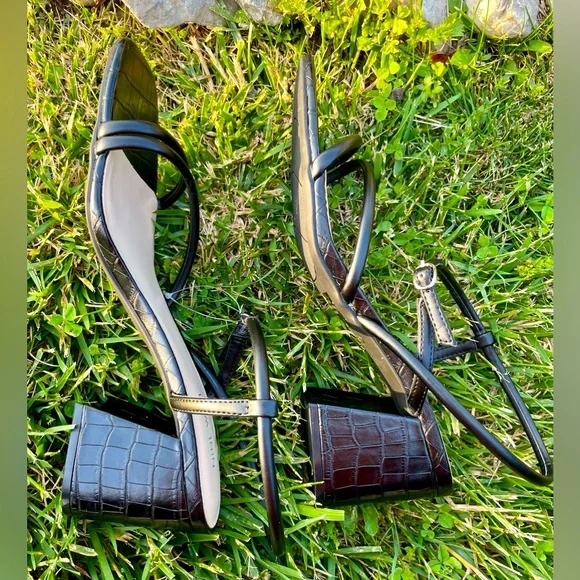 Nine West!😎Grayce 3-block heel sandals/blk-size-10 - Picture 5 of 10